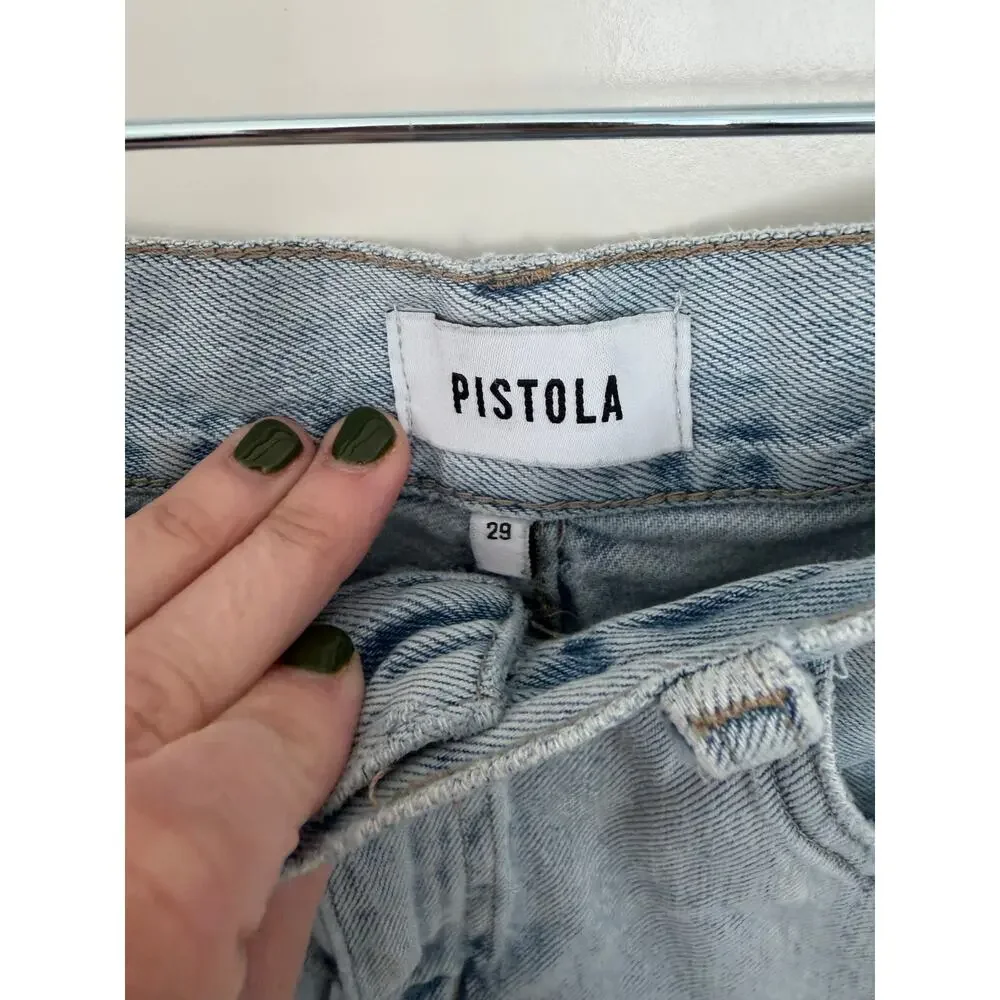 PISTOLA Distressed Light Wash Denim Jean Shorts 29
